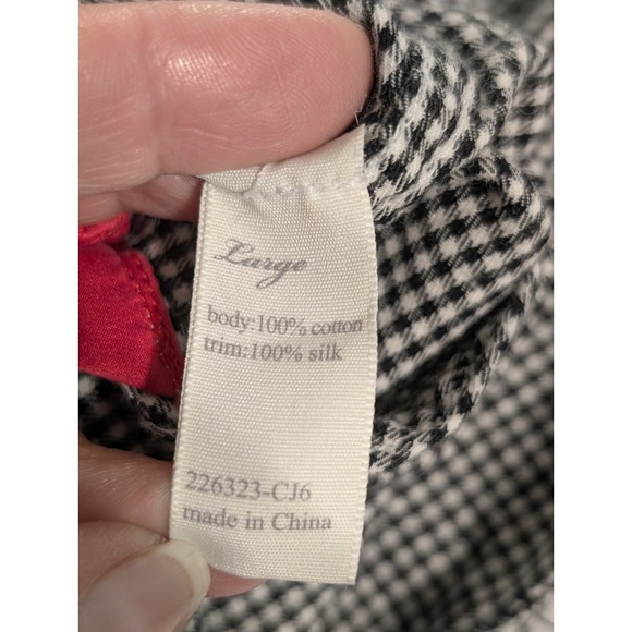 Victoria's Secret Black & White Gingham Long Sleeve Cotton/Silk Shirt‎ Large - Picture 11 of 12